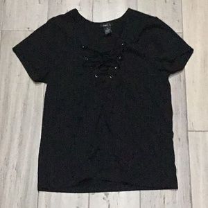 Black lattice blouse